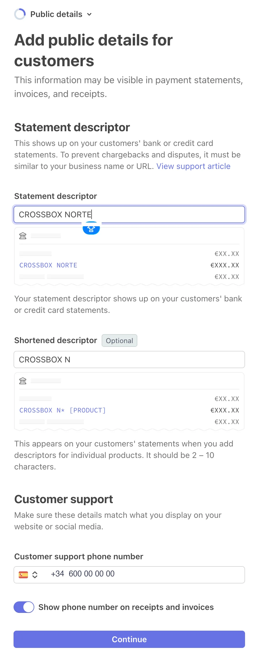 Pantalla de Stripe: Lo que ve tu cliente en su banco
